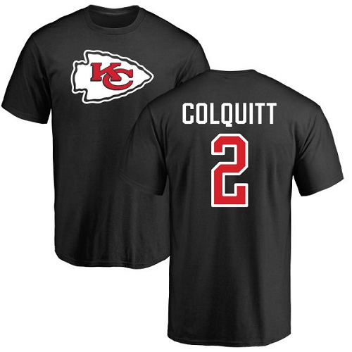 Men Kansas City Chiefs #2 Colquitt Dustin Black Name and Number Logo TShirt->kansas city chiefs->NFL Jersey